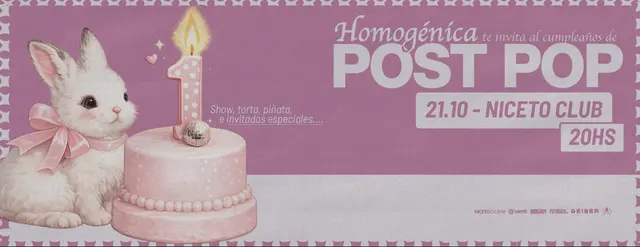 HOMOGÉNICA FESTEJA 1 AÑO DE “POST POP” en Niceto Club (+18 años)
