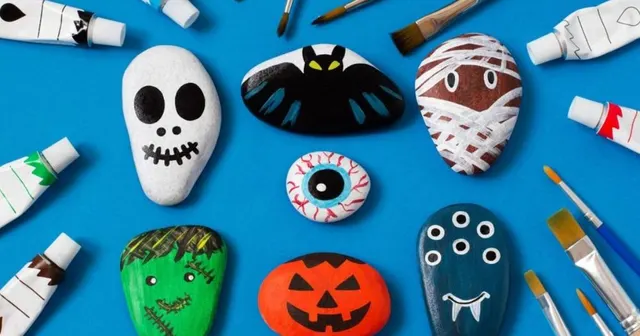 Måla halloween-stenar!
